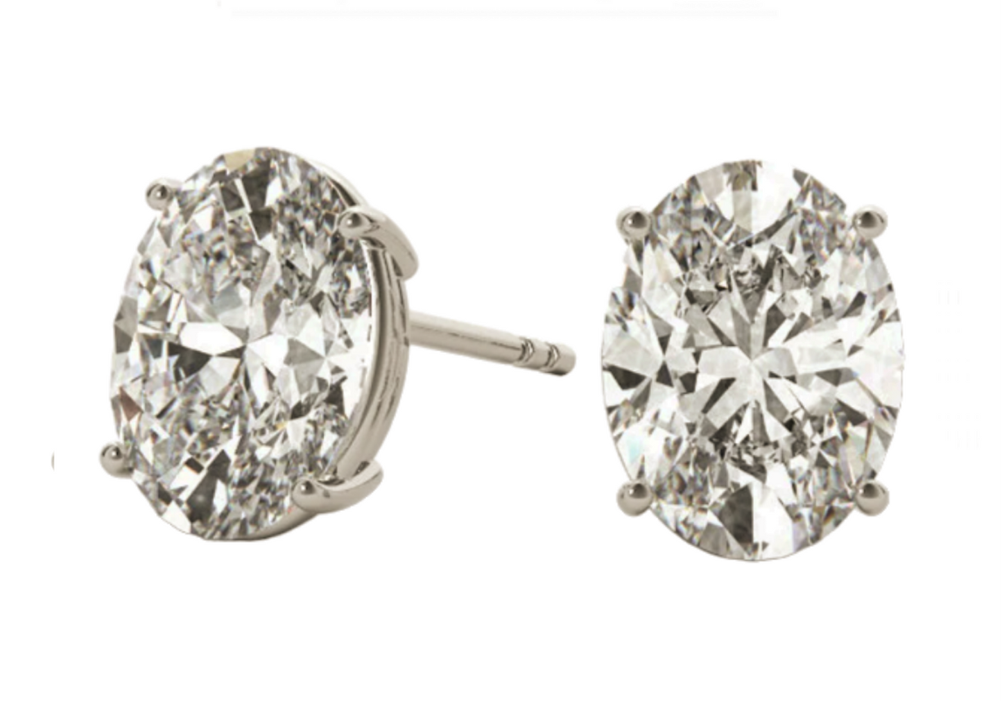 Orecchini punto luce in oro bianco 18k con 2 diamanti naturali taglioovale 0,20 ct