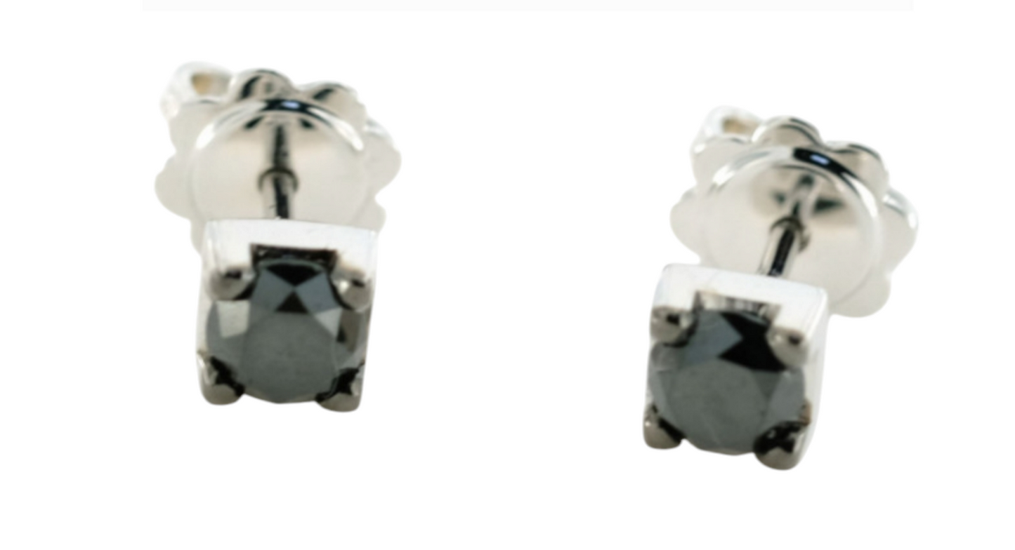 Orecchini punto luce con diamanti naturali neri 1.00 ct