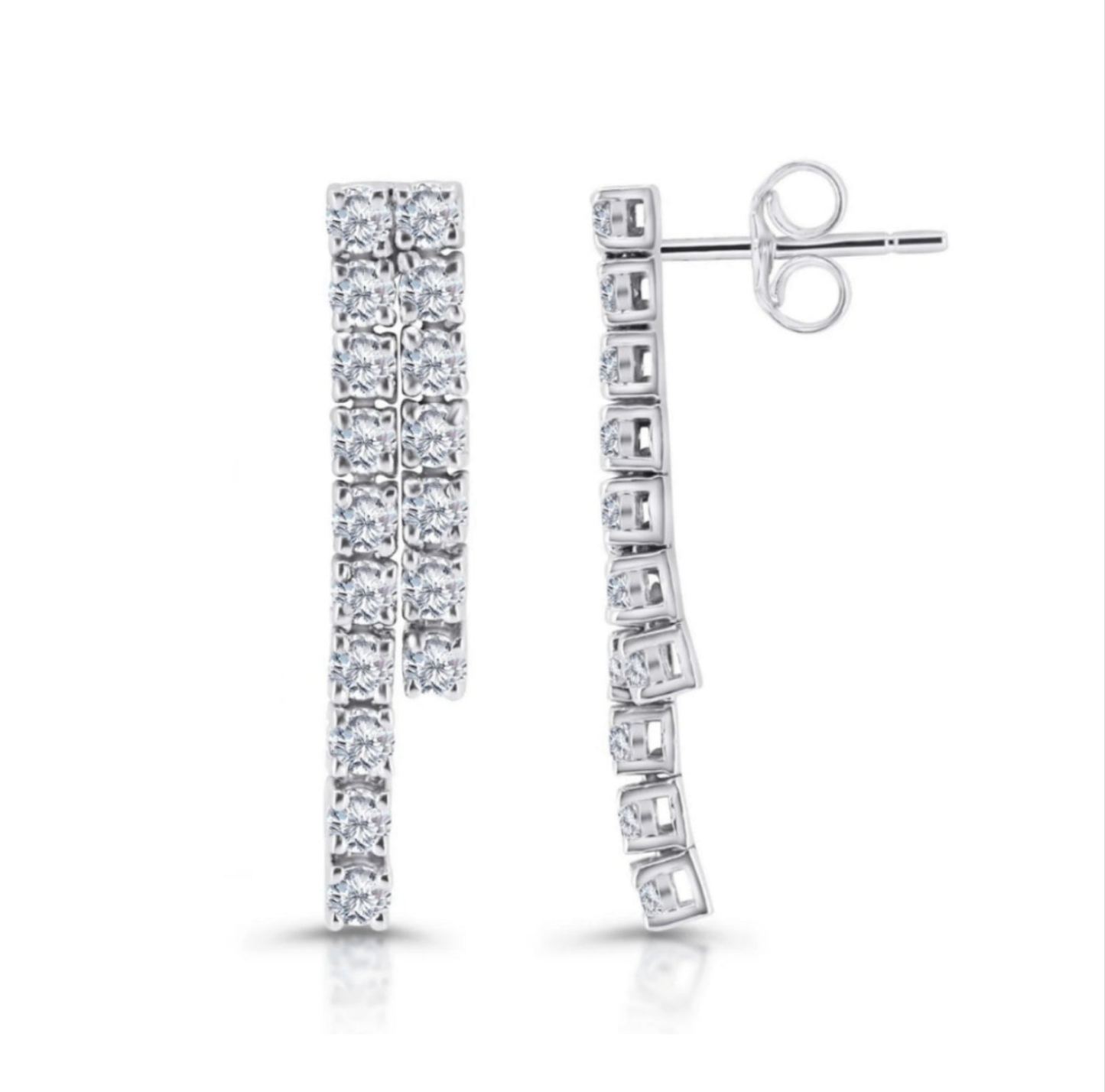 orecchini tennis in oro bianco 18k e 2 diamanti naturali 1,36ct