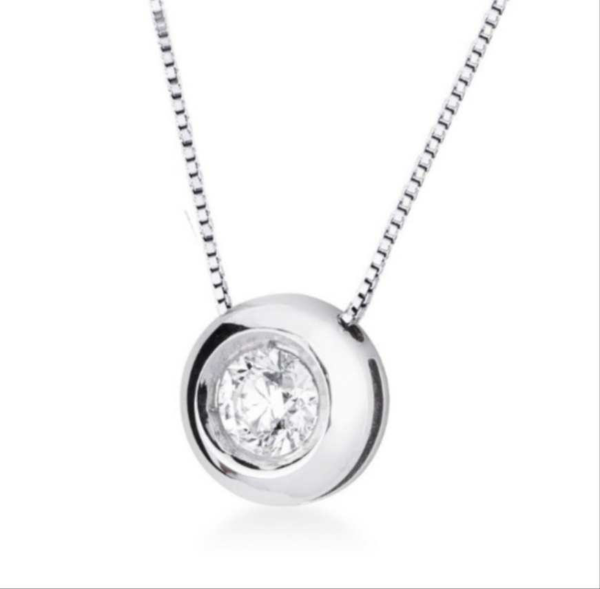 set completo ciondolo e orecchini  punto luce a cipollina  in oro bianco 18k 750  e 3 diamanti naturali 1,05 ct E F