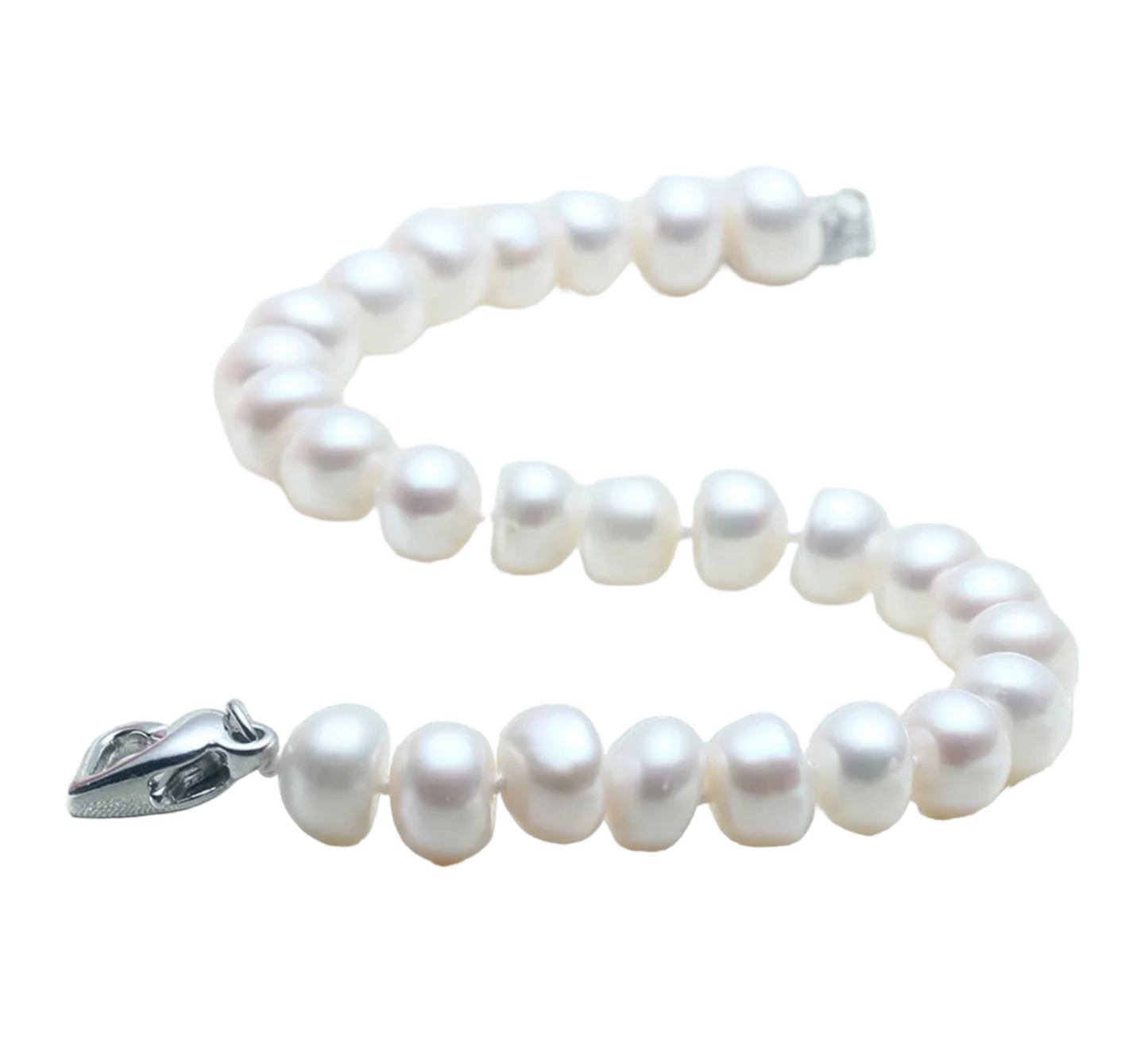 bracciale in oro bianco 18k con 1 fila di perla naturale australiane 9mm