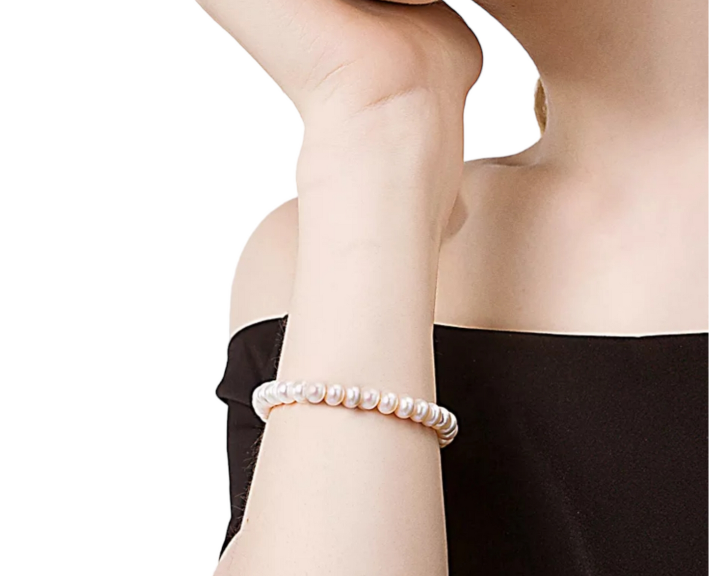 bracciale in oro bianco 18k con 1 fila di perla naturale australiane 9mm