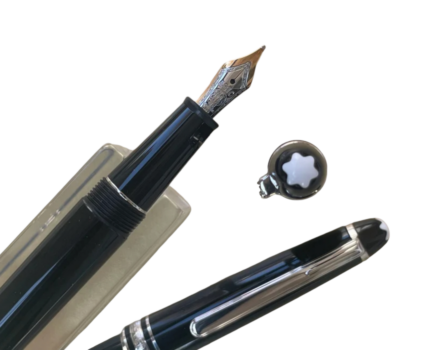 Set coppie 2 Penna , Stilografica e penna a Sfera 145 Montblanc Meisterstück Glacier Classique