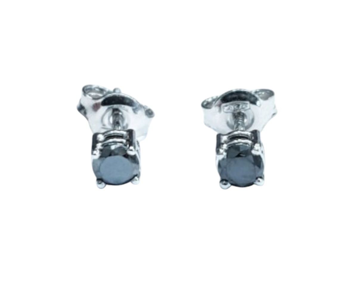 Orecchini punto luce con diamanti naturali neri 1.00 ct