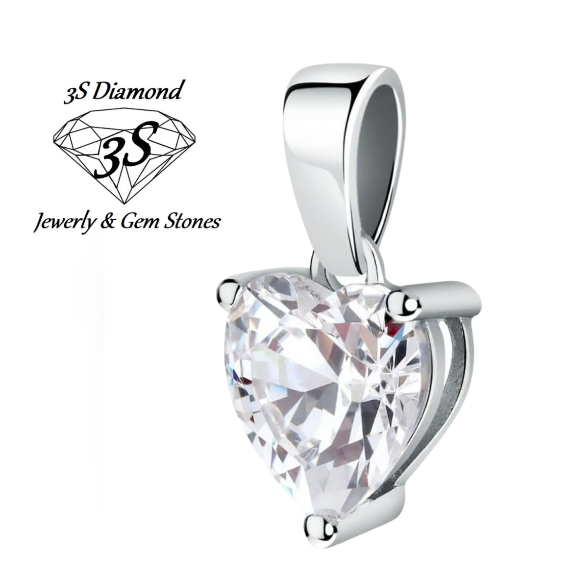 Ciondolo punto luce taglio cuore in oro bianco e diamante naturale 0,15 ct