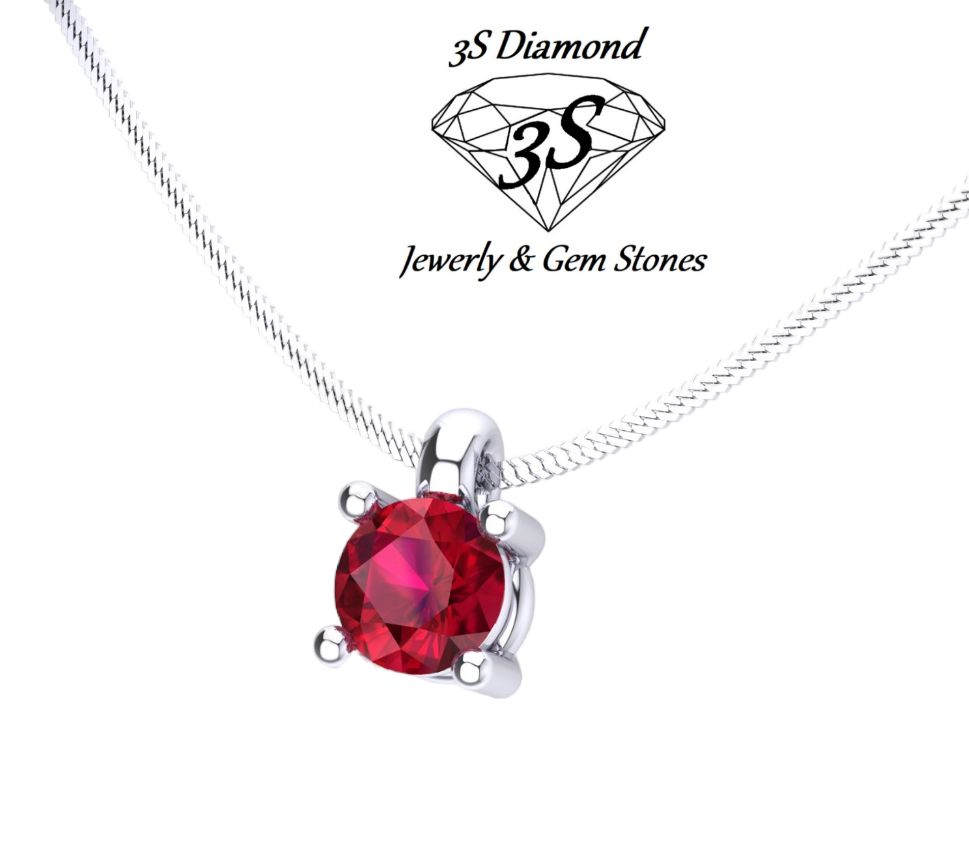 Collana punto luce in oro bianco con rubino naturale 0,50ct