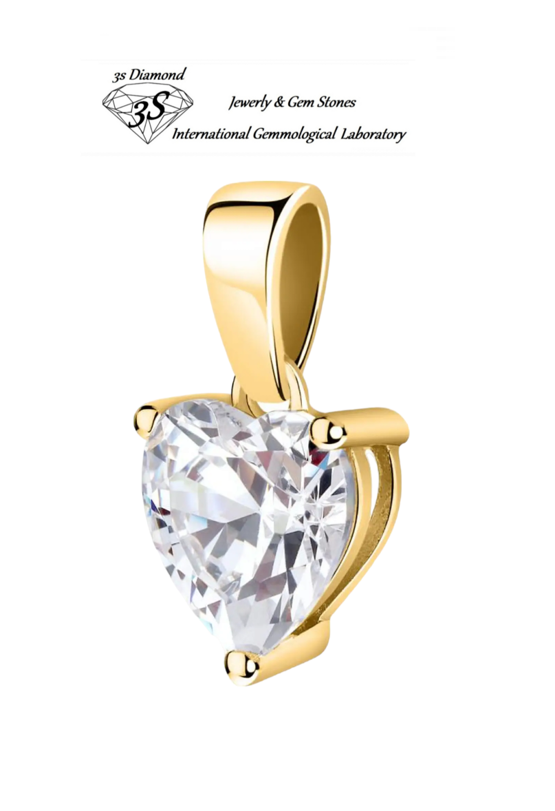 Ciondolo punto luce taglio cuore in oro giallo 18k e diamante naturale 0,14 ct
