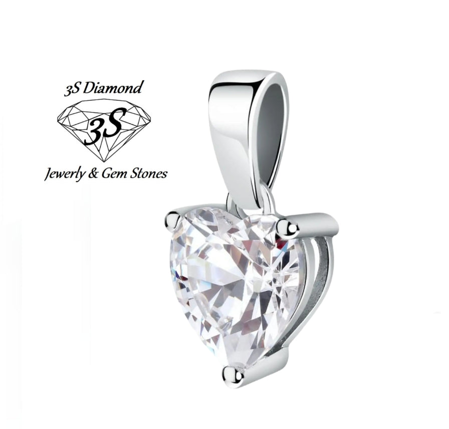 Ciondolo punto luce taglio cuore in oro bianco e diamante naturale 0,15 ct