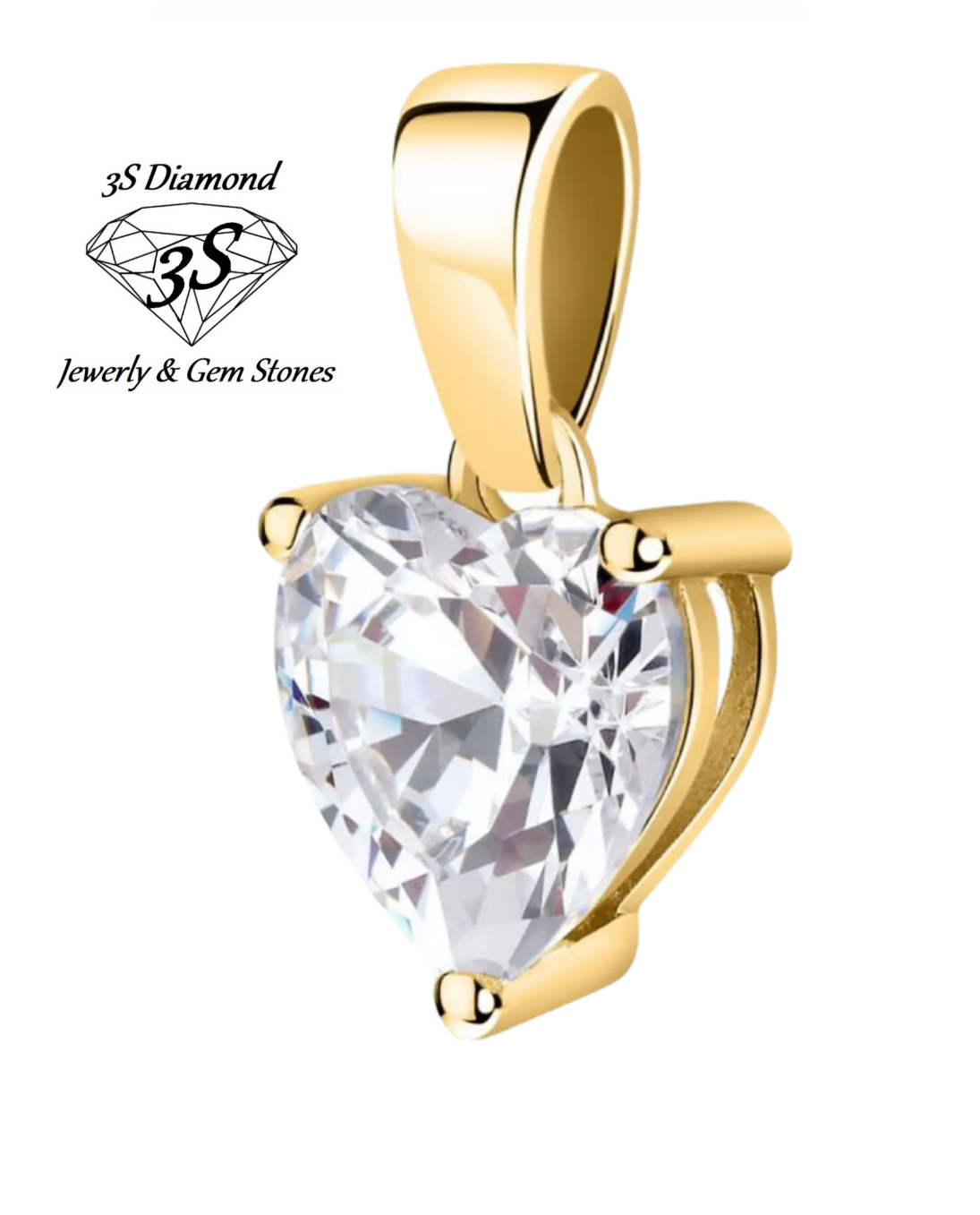 Ciondolo punto luce taglio cuore in oro giallo 18k e diamante naturale 0,14 ct