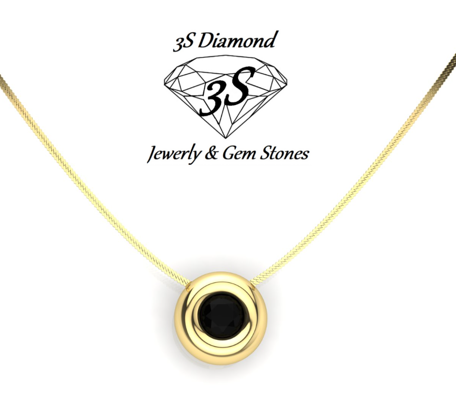 Ciondolo punto luce in oro giallo con diamante naturale nero 0,50 ct