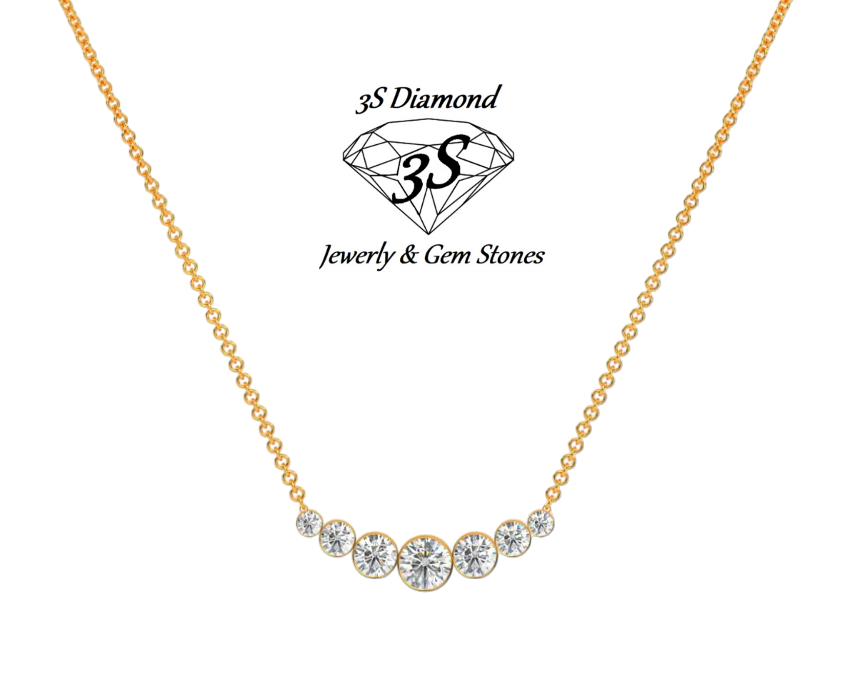 Collana con in oro giallo 18k 750 e 7 diamanti naturali 0,88 ct