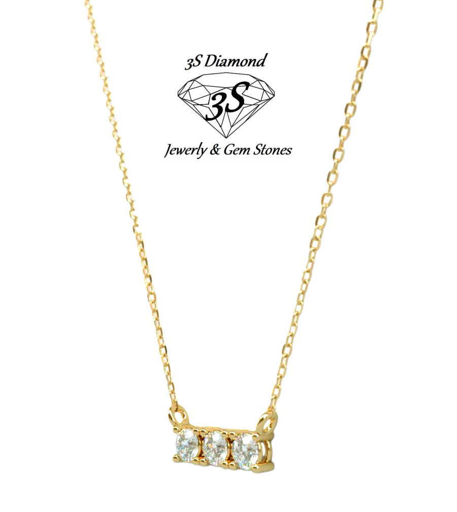 Collana Trilogy in oro giallo con 3 diamanti naturali 0,30 ct