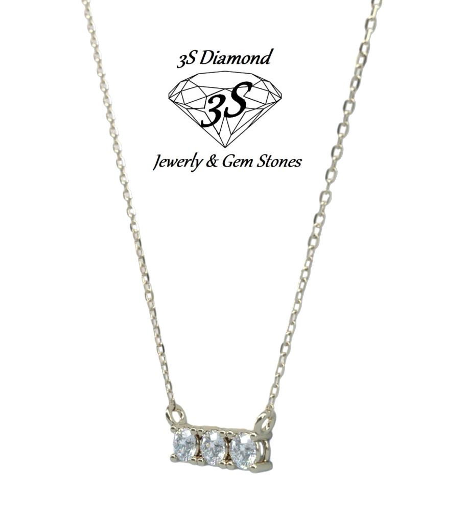 Collana Trilogy in oro bianco con 3 diamanti naturali 0,45 ct