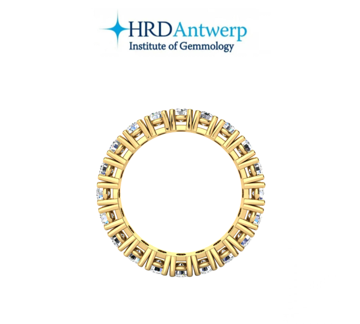 Anello veretta certificato HRD in oro giallo 18k e diamanti naturali 3,46 ct