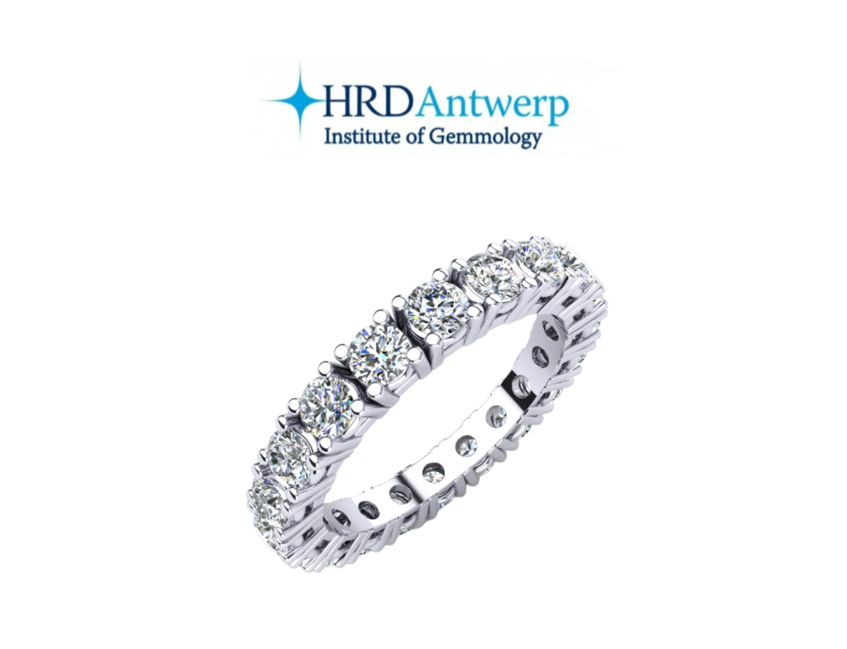 Anello veretta certificato HRD con diamanti naturali 3,85 ct