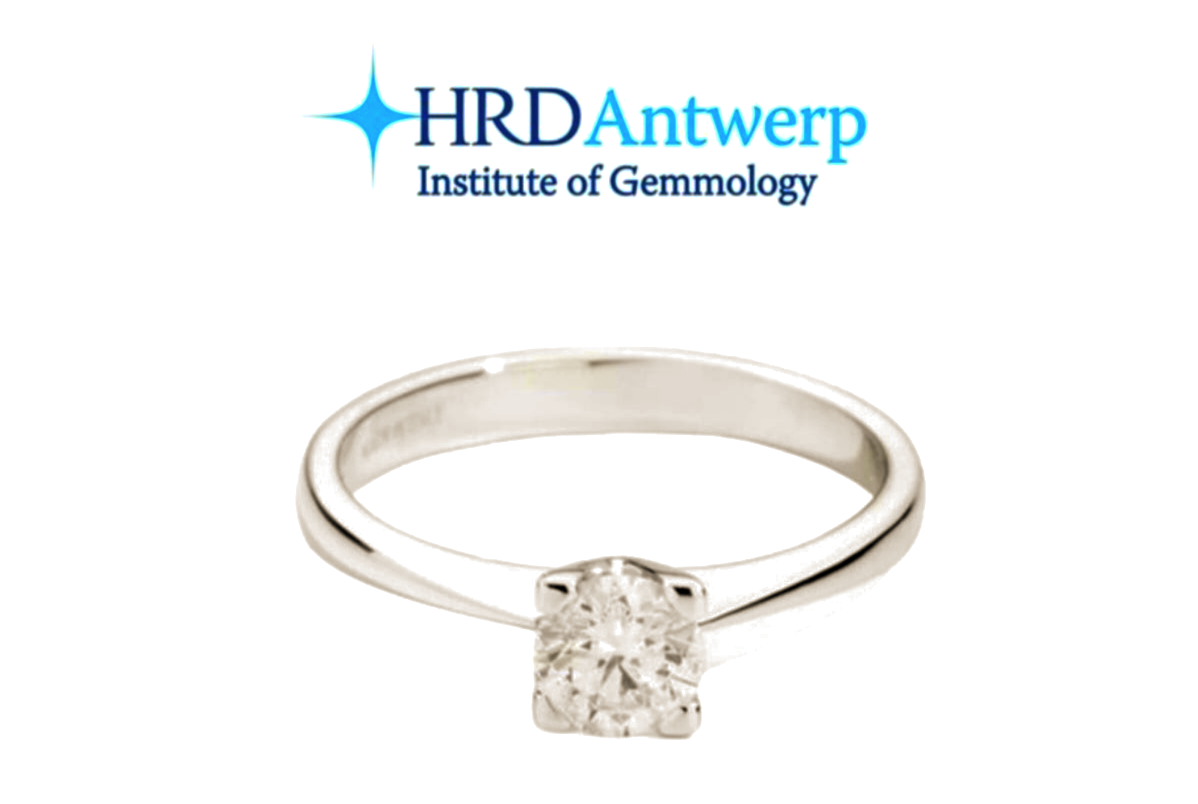 Anello solitario certificato HRD con diamante naturale centrale 0,40 ct