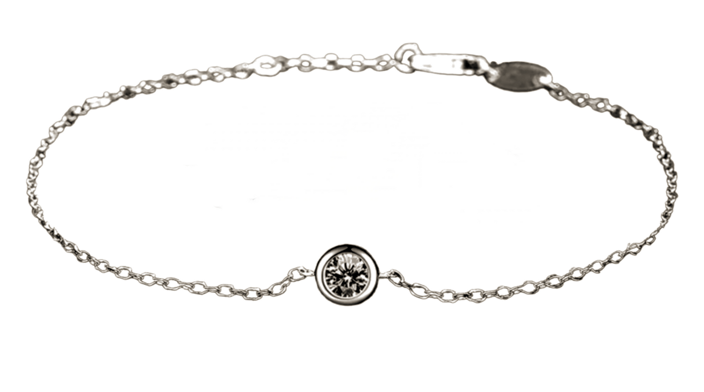 bracciale in oro bianco 18k e 1 diamante natural centrale 0,10ct