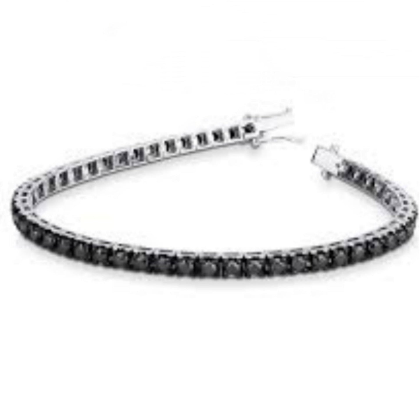 bracciale tennis in oro bianco 18k e diamanti naturali neri 2,70ct