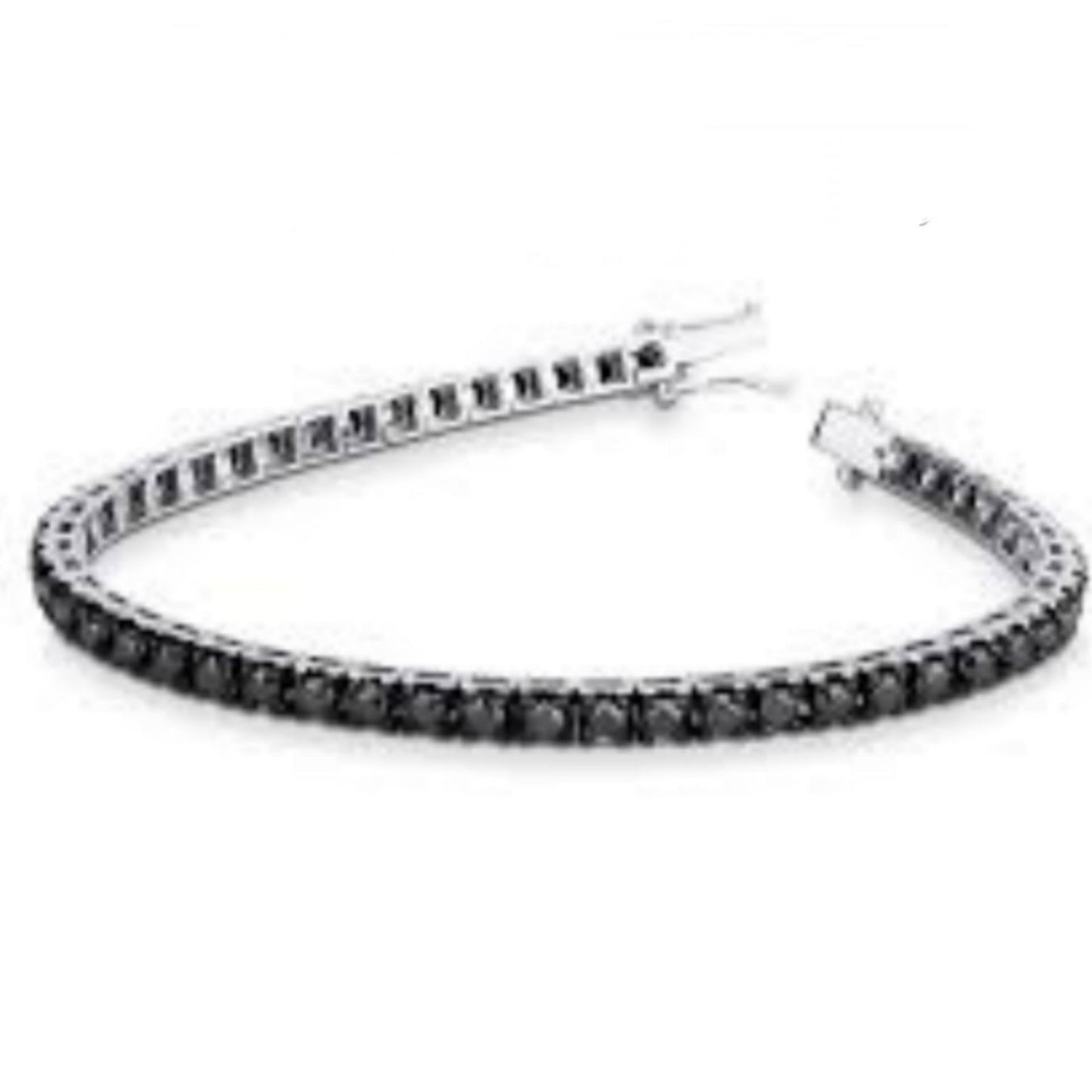 bracciale tennis in oro bianco 18k diamanti naturali neri 4,00ct