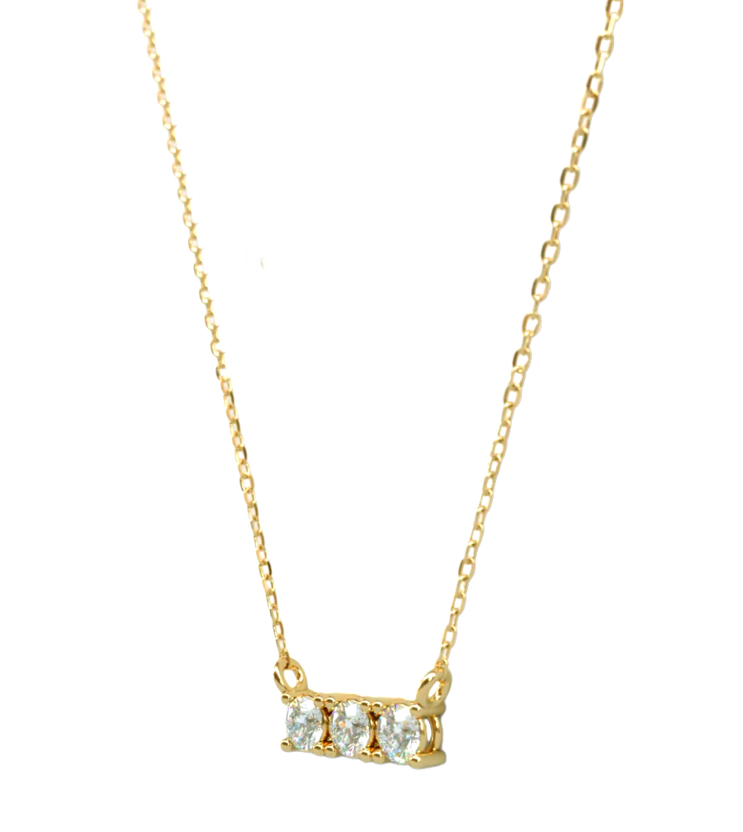 Collana Trilogy in oro giallo con 3 diamanti naturali 0,30 ct
