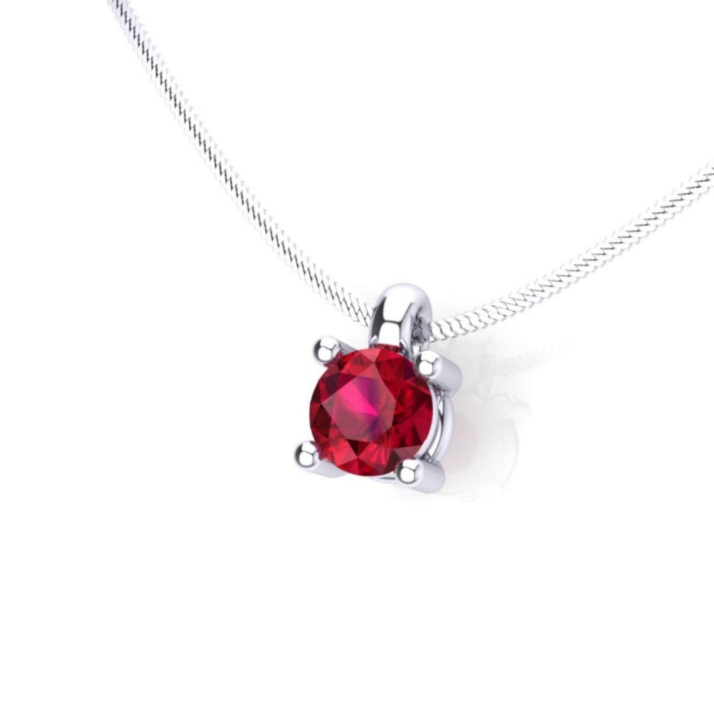ciondolo punto luce in oro bianco 18k e rubino naturale 0,50 ct