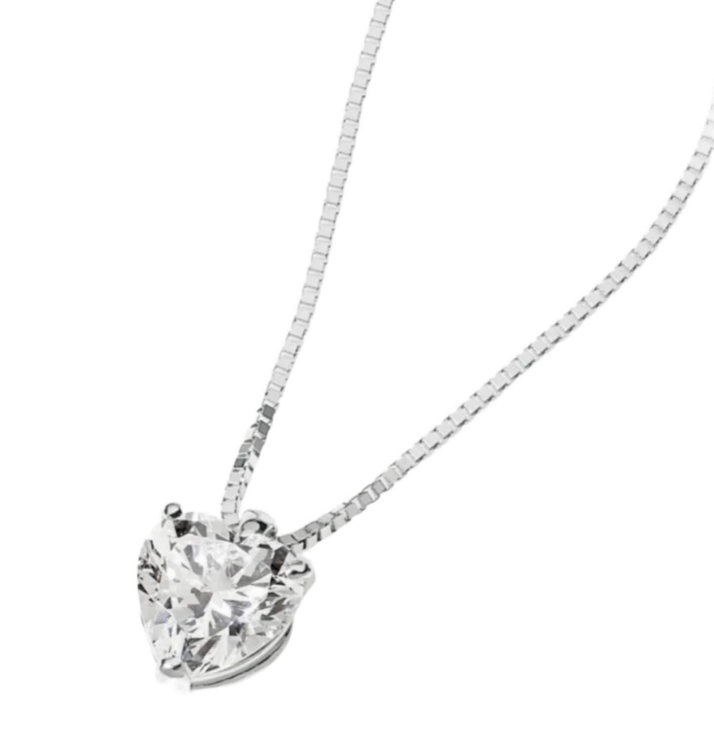ciondolo punto luce in oro bianco 18k e diamante naturale Taglio cuore 0,15ct