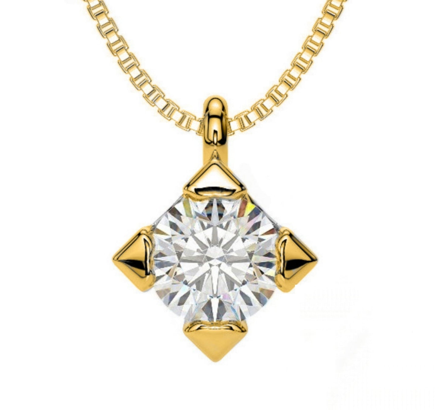 ciondolo punto luce quadrato in oro giallo 18k e diamanti naturale 0,25 ct