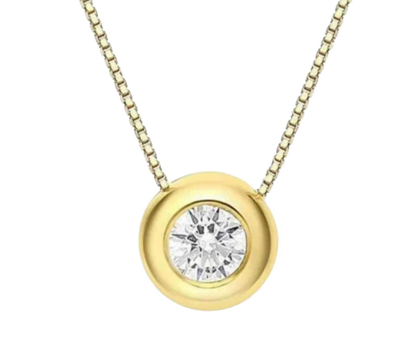 ciondolo punto luce a cipollina in oro giallo 18k e diamante naturale 0,30 ct