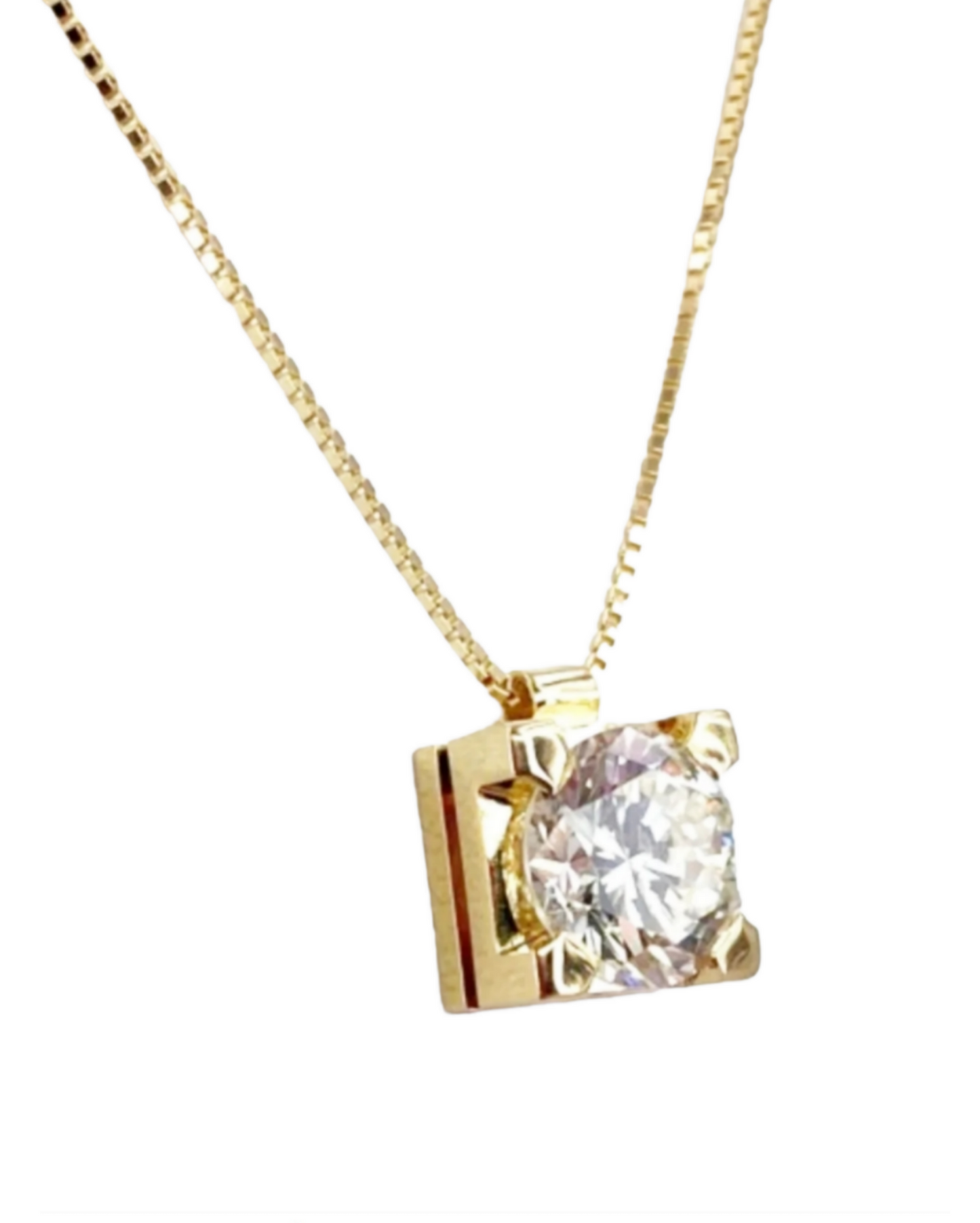 ciondolo punto luce quadrato in oro giallo e diamanti naturale 0,50ct
