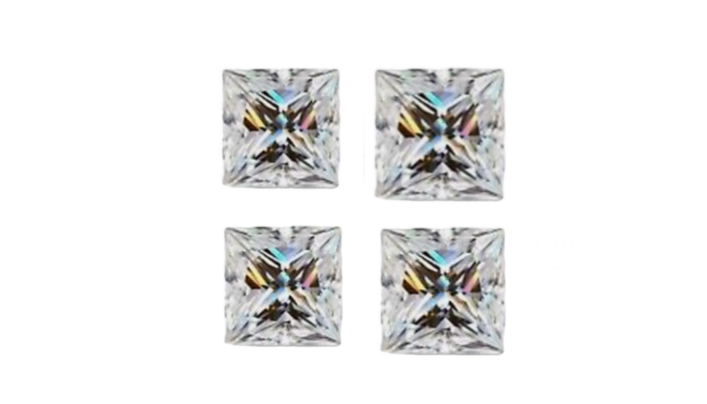 4 pezzi diamanti naturale certificato taglio princess 0,40 ct colore D purezza VVS1