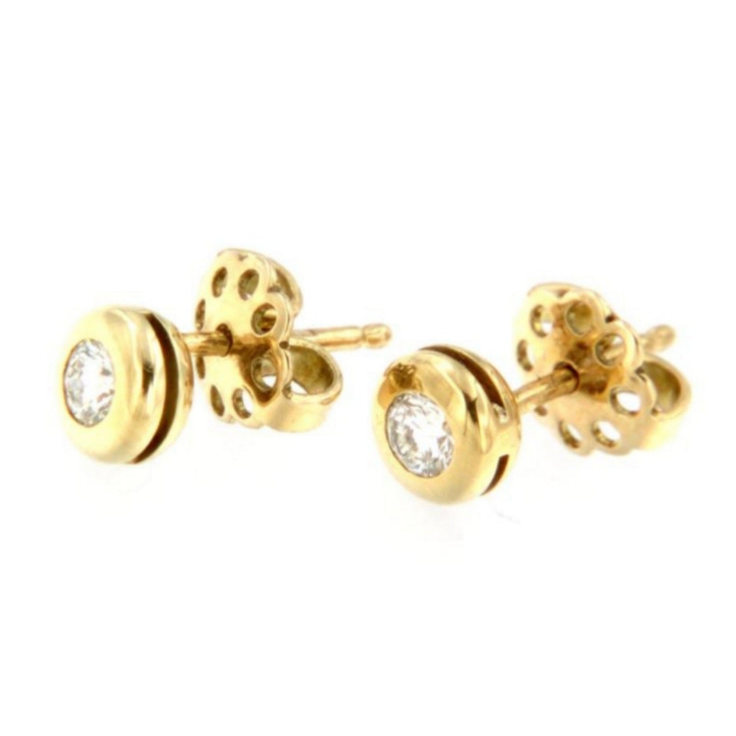 orecchini punto luce a cipolla in oro giallo 18k e 2 diamante naturali 0,30 ct