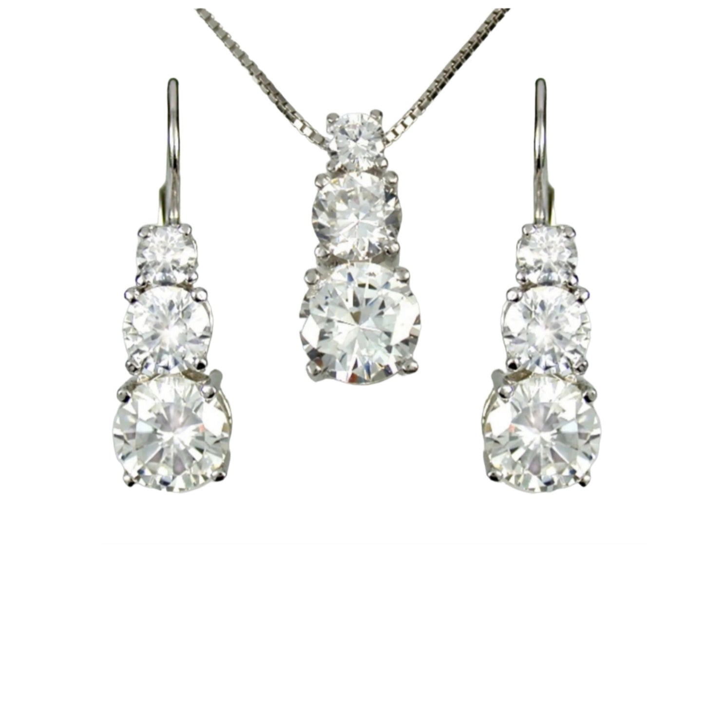 set completo trilogy ciondolo e orecchini oro 18k 750 e diamanti naturali 2,70 ct color E VVS1