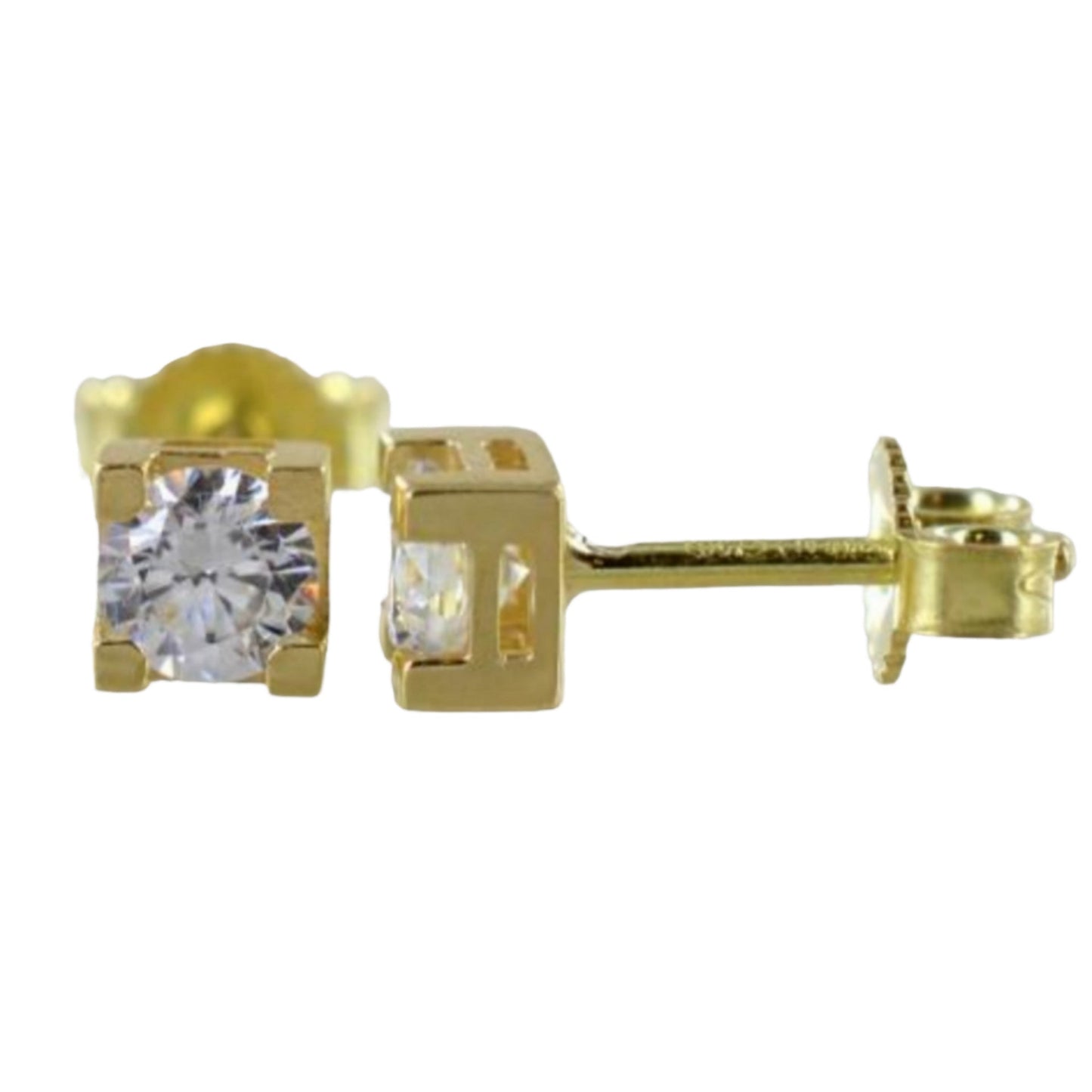 orecchini punto luce quadrato in oro giallo 18k e 2 diamanti naturali 0,90 ct