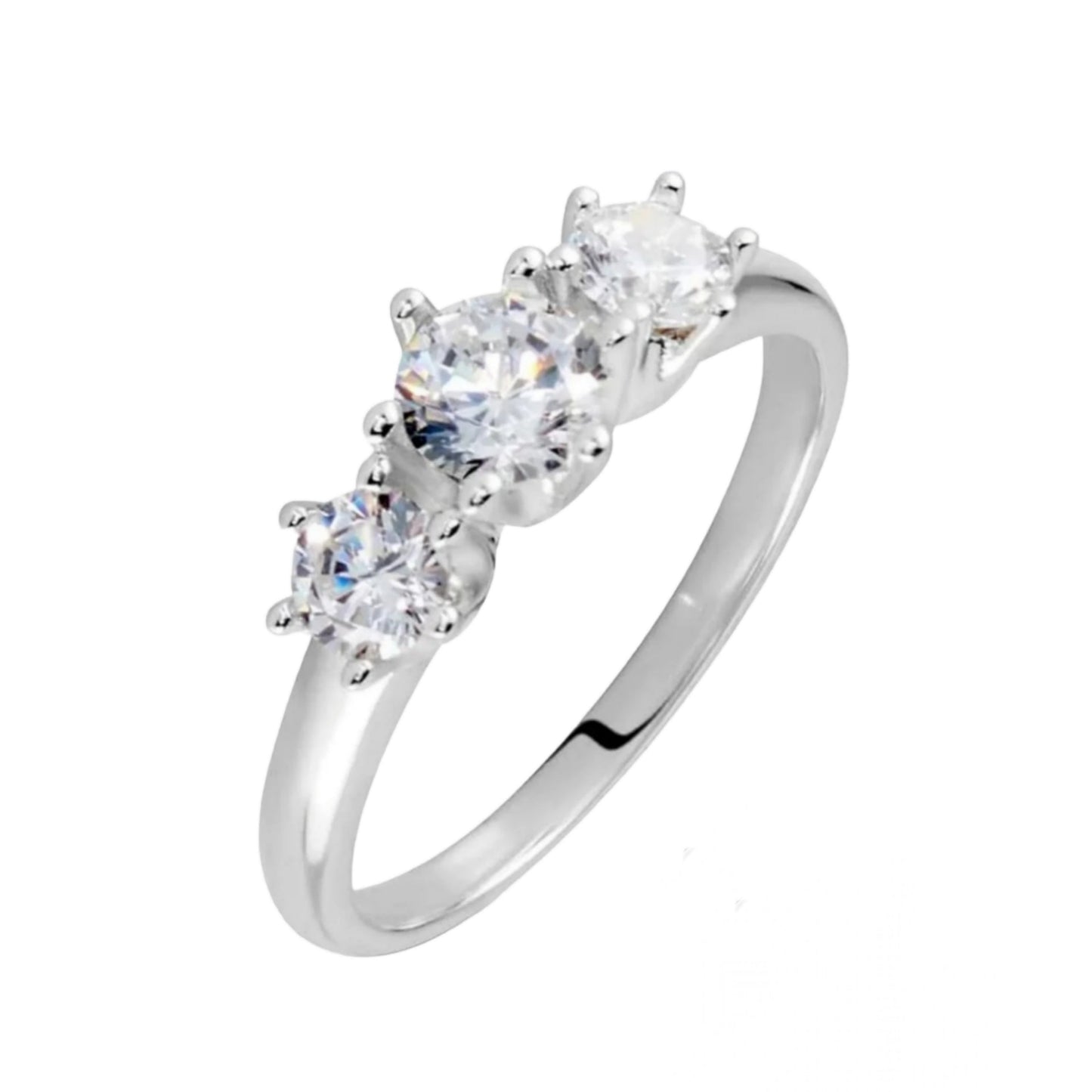 anello trilogy modello tifany oro bianco 18k e diamanti 0,60ct