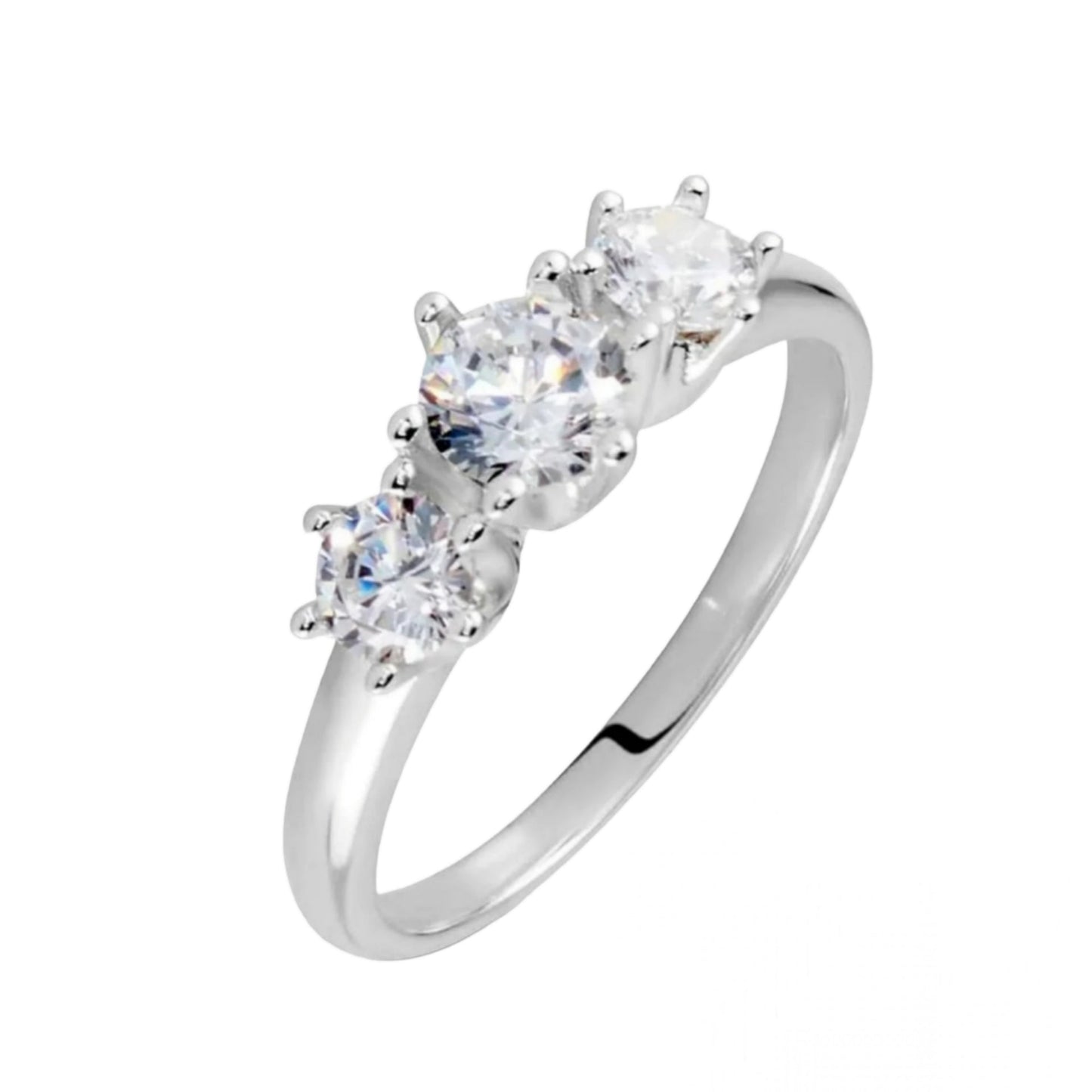 anello trilogy modello tifany oro bianco 18k con diamanti 0,90ct