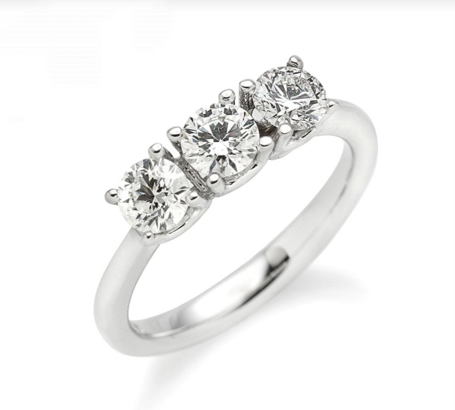 anello trilogy in oro bianco 18k con 3 diamanti naturali 0,99ct