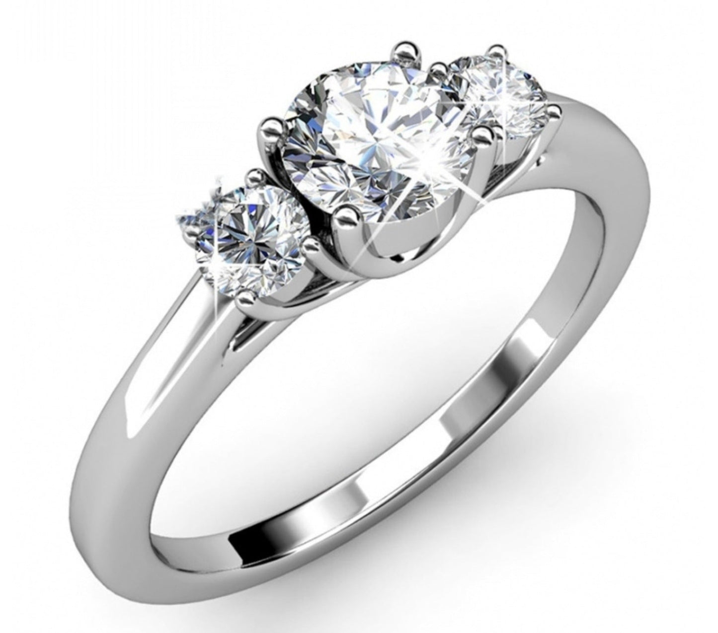 anello trilogy in oro bianco 18k con 3 diamanti naturali 1,00ct