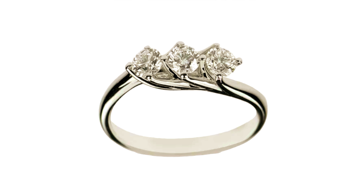 Anello Trilogy certificato HRD con 3 diamanti naturali 0,74 ct