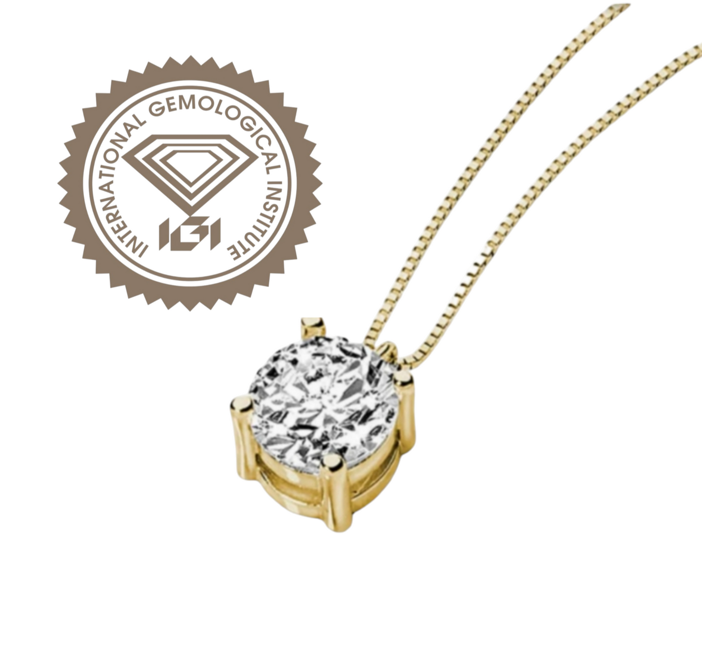 ciondolo punto luce in oro giallo 18k e diamante naturale 0,50 ct