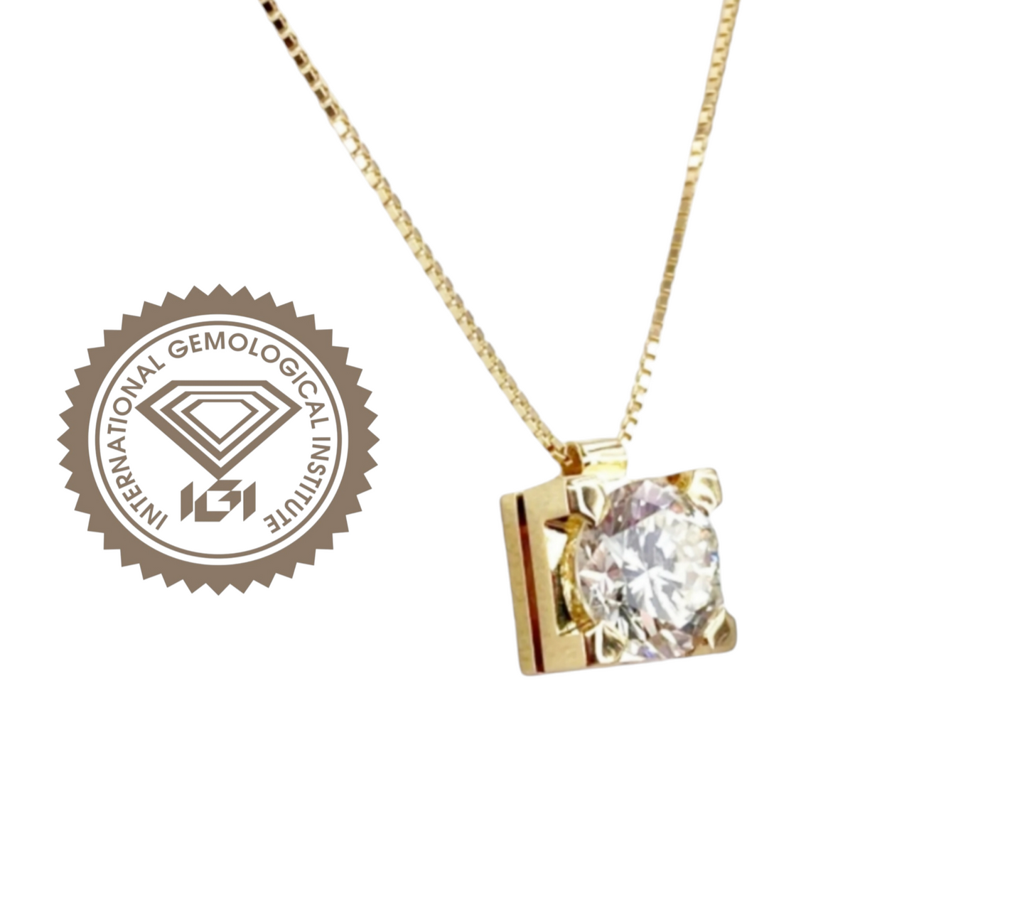 ciondolo punto luce quadrato in oro giallo e diamanti naturale 0,50ct