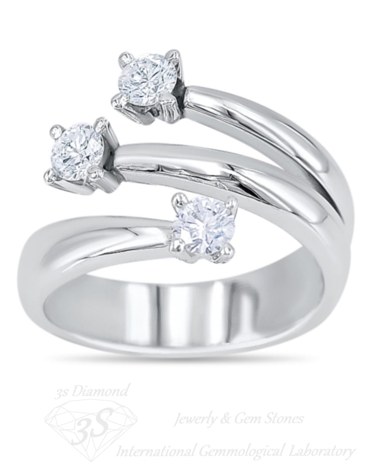 anello trilogy in oro bianco 18k e 3 diamanti naturali 0,75ct