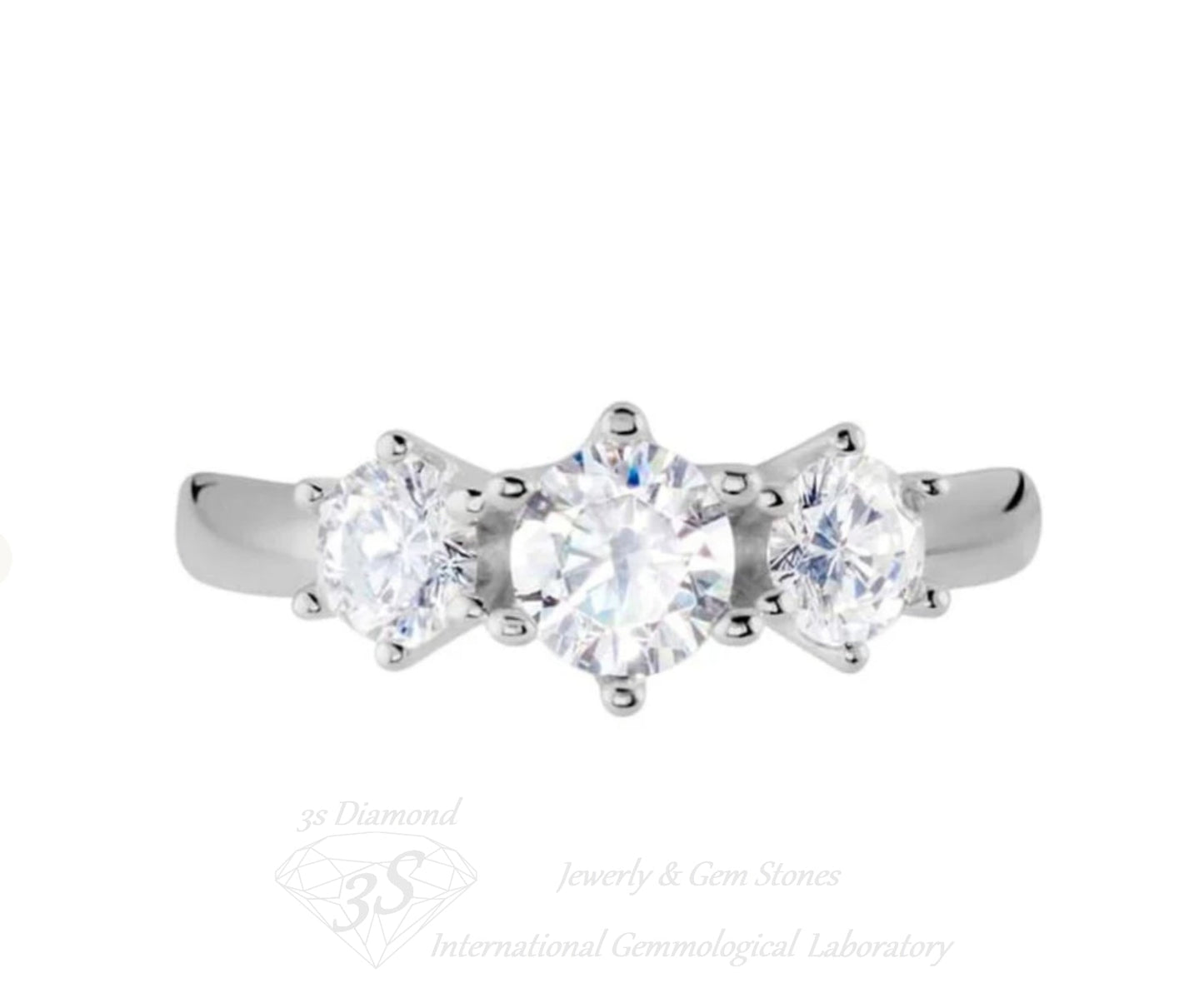 anello trilogy modello tifany oro bianco 18k e diamanti 0,60ct