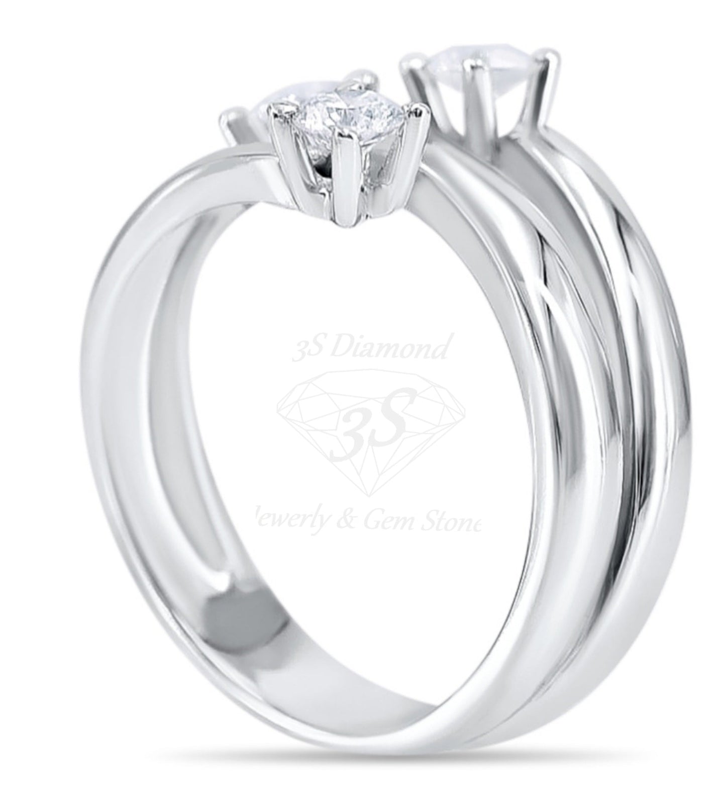 anello trilogy in oro bianco 18k e 3 diamanti naturali 0,75ct