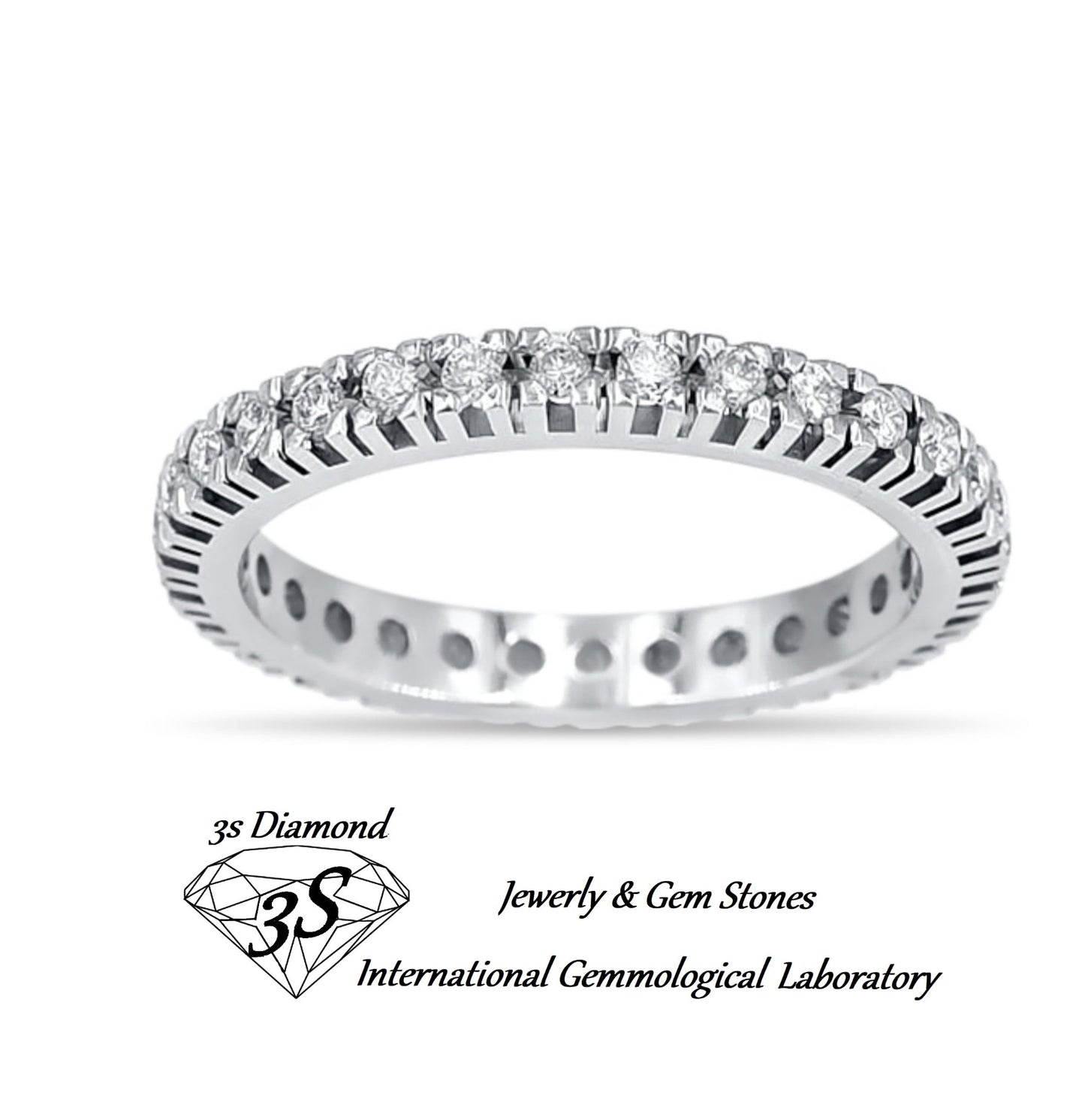 anello veretta in oro bianco 18k con diamanti naturali 1,20 ct