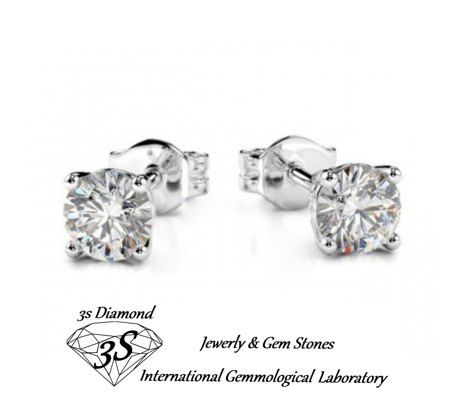 set completo in oro bianco 18k con ciondolo e orecchini punto luce e 3 diamanti naturali 1,35 ct color E VVS1