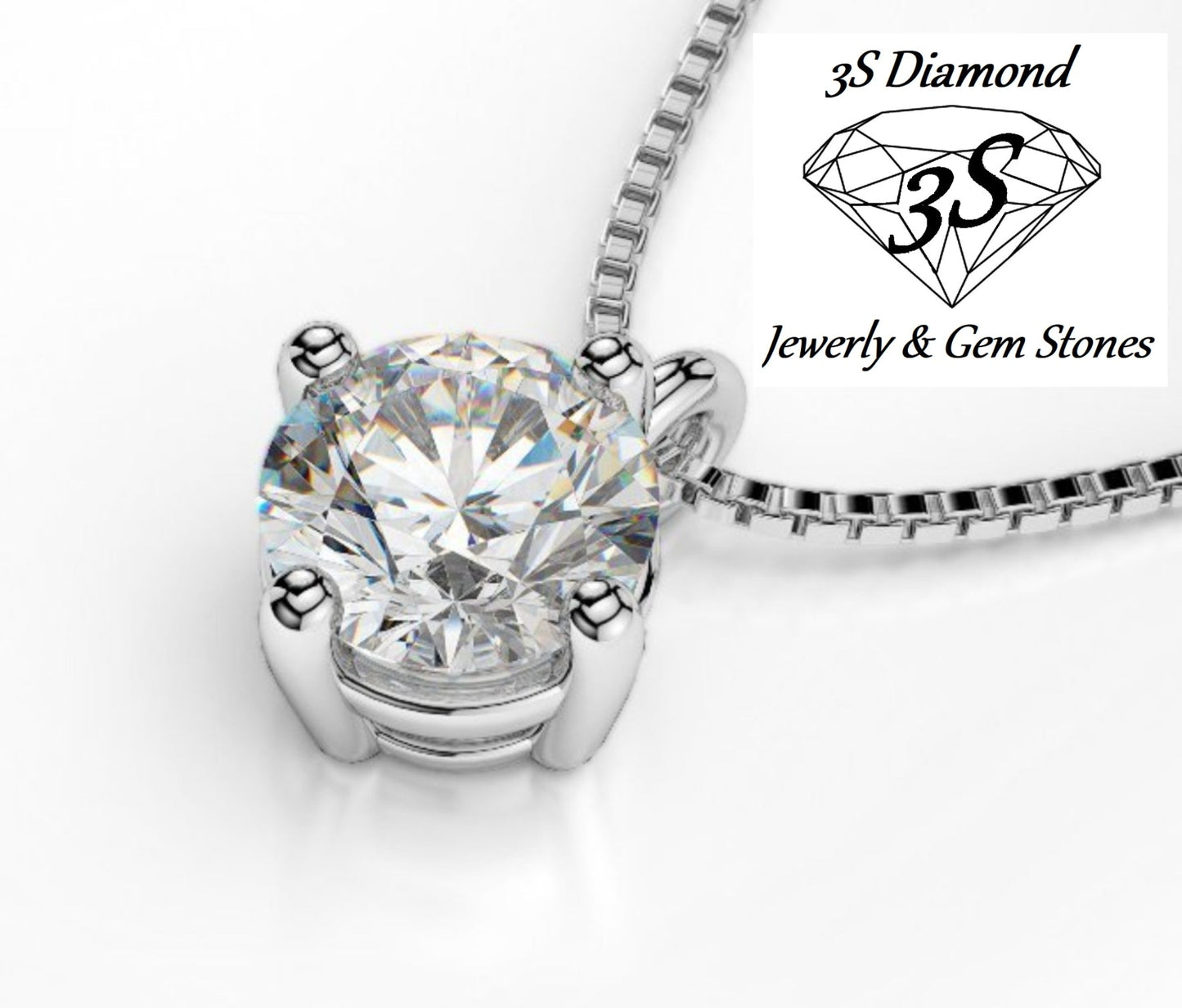 set completo in oro bianco 18k con ciondolo e orecchini punto luce e 3 diamanti naturali 1,35 ct color E VVS1