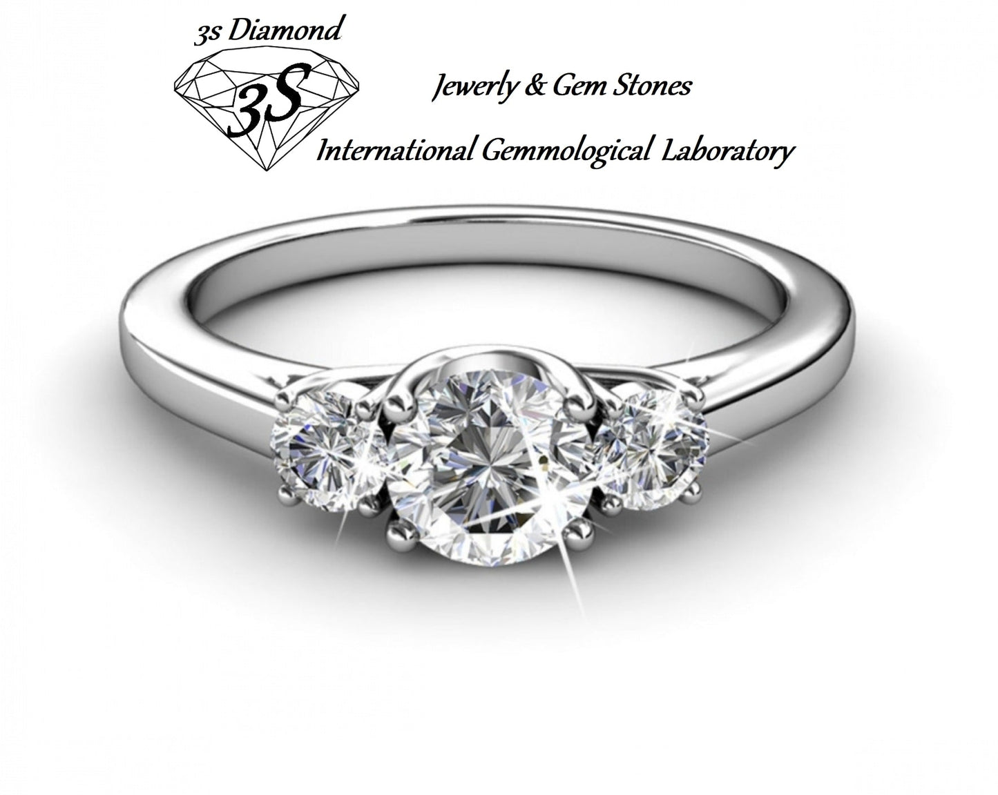 anello trilogy in oro bianco 18k con 3 diamanti naturali 1,00ct