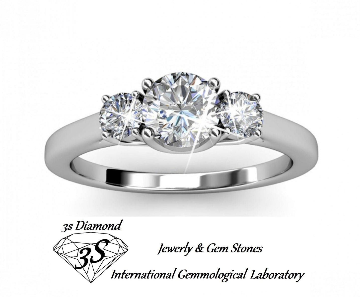 anello trilogy in oro bianco 18k con 3 diamanti naturali 1,00ct