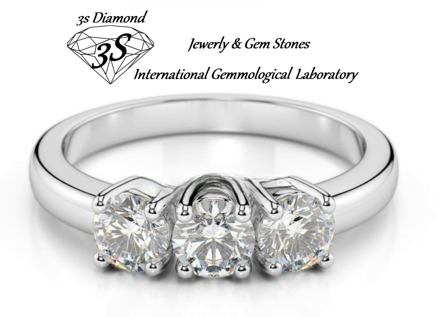 anello trilogy in oro bianco 18k con 3 diamanti naturali 0,99ct