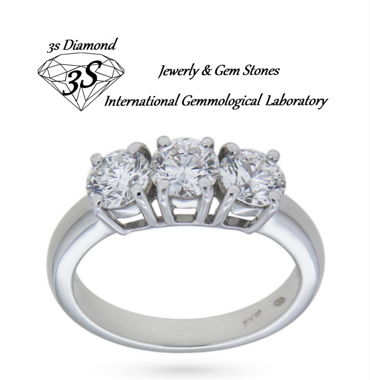 anello trilogy in oro bianco 18k con 3 diamanti naturali 0,99ct